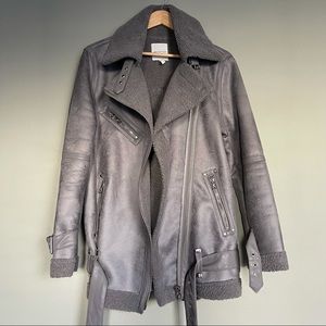 Avec Les Filles oversized faux shearling biker jacket